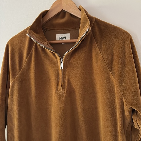 Madewell MWL Velour Half-Zip Sweatshirt Long Sleeves Relaxed Cedar Brown Size M - Picture 4 of 11